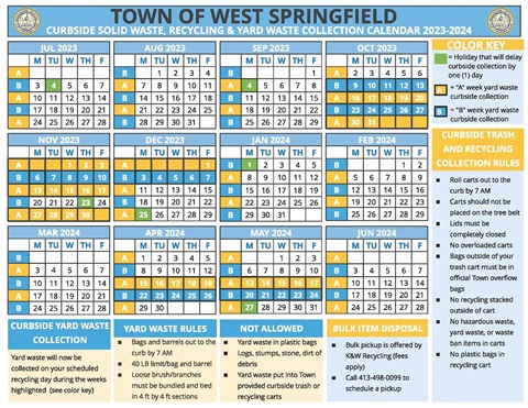 Trash and Recycling Schedule 2023-2024 - Town of West Springfield