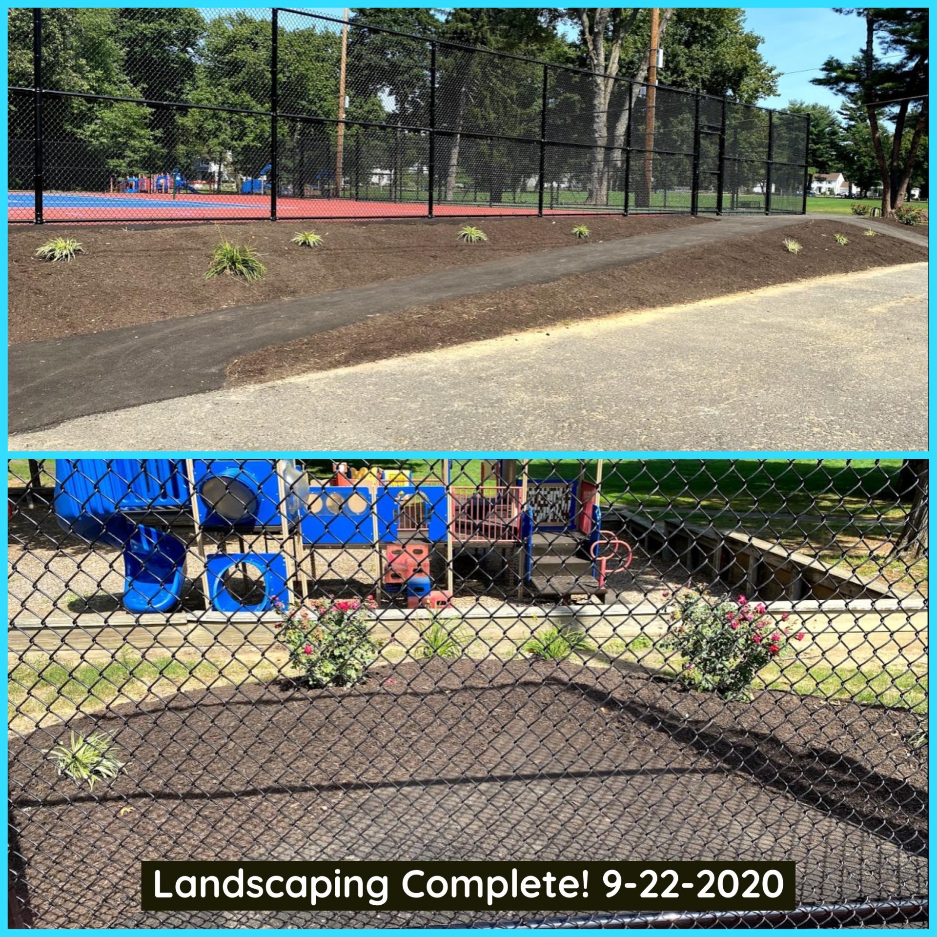A completed landscaping