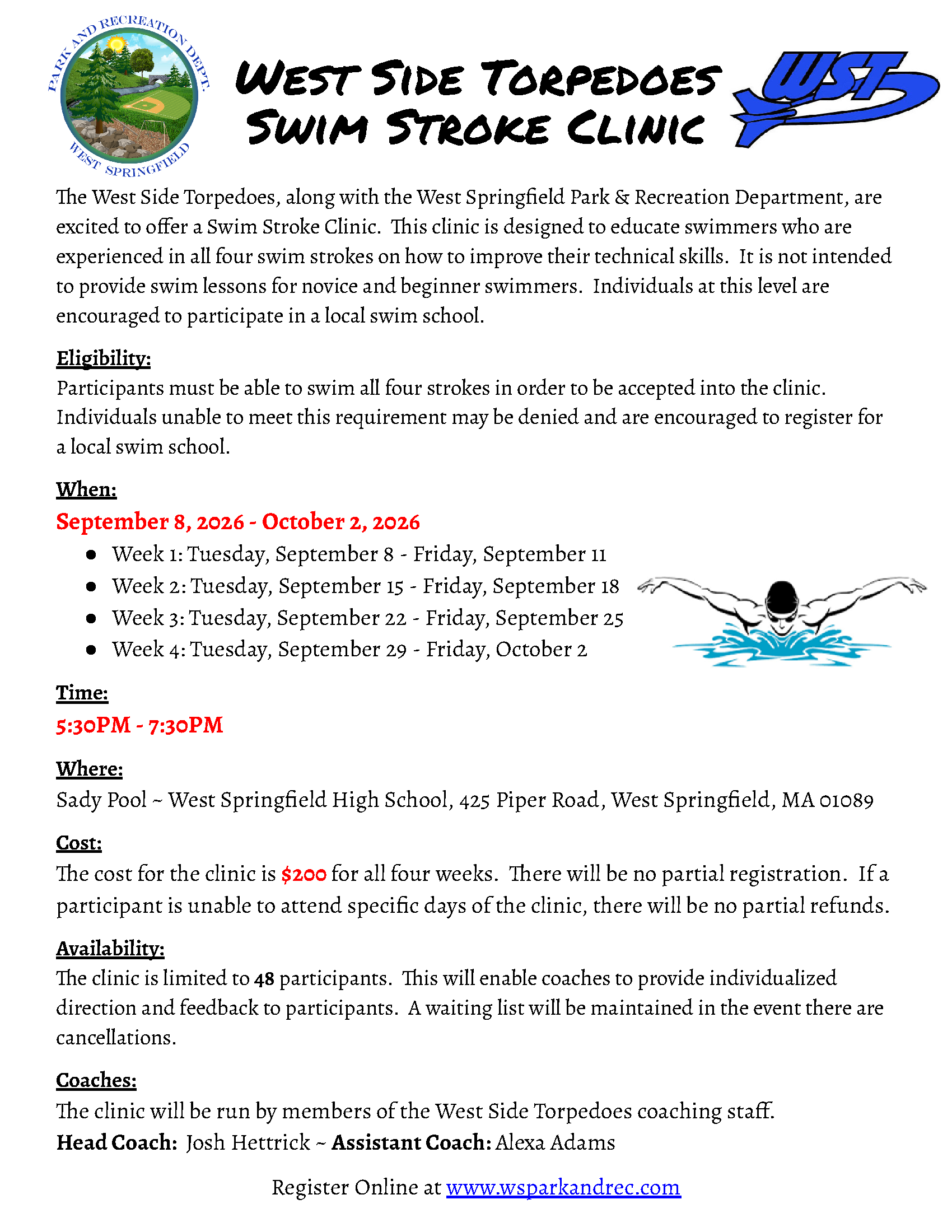 Torpedoes Swim Clinic Registration Flyer - Fall 2026.png